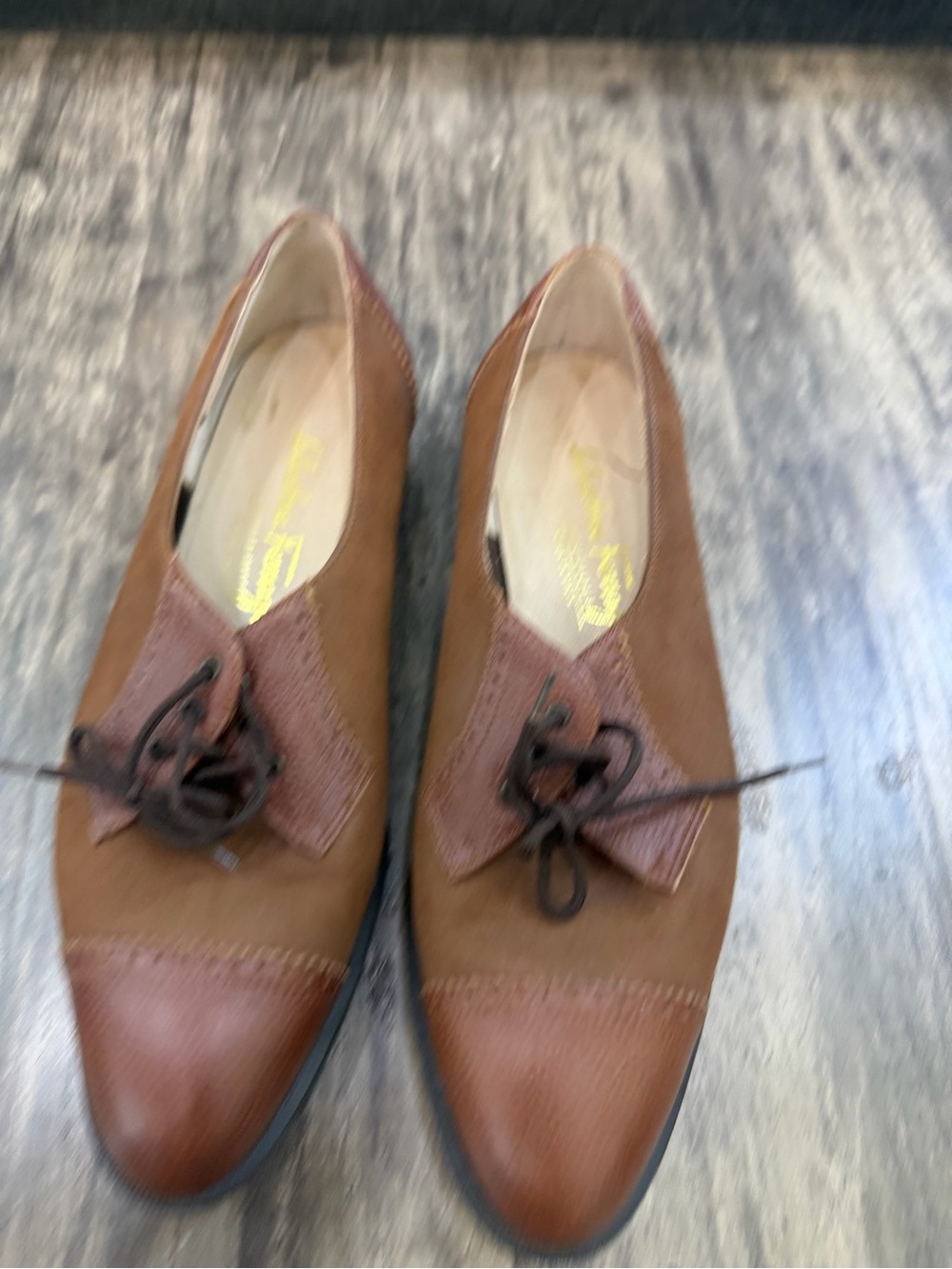 Salvatore Ferragamo Two-Tone Brown Leather Oxford Derbys